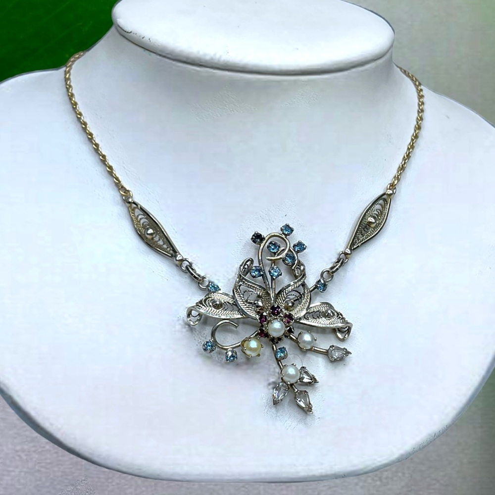 🌺Vintage Amy Lee Sterling GF & Genuine Pearl Necklace